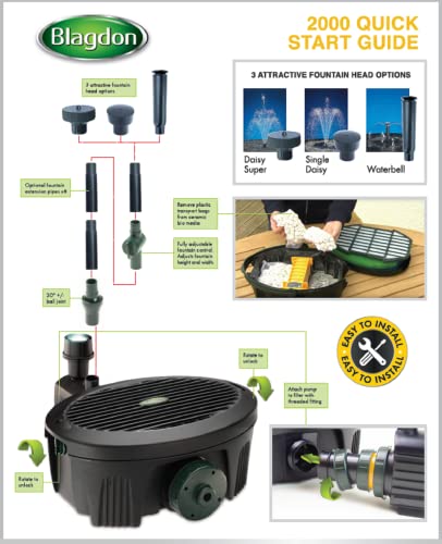 Bomba de estanque Blagdon 2000 L con luz LED para decorar jardines y fuentes 3