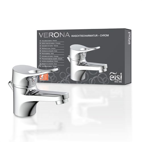 EISL NI075VECR VERONA Robinet de salle de bains, mitigeur pour lavabo, mitigeur de salle de bains, robinet de lavabo avec tirette et vidage, robinet de lavabo, chrome, gain de place