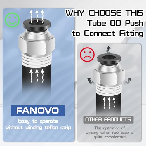Fanovo 6 Pcs Straight Push Quick Releas Connectors,6 Pcs 90 Elbow Push To Connect Fittings,6Pcs Pneumatic Tee Tube Connect Fittings thumb #4