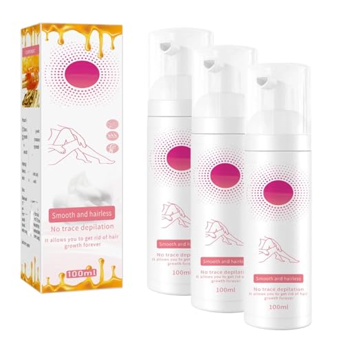 Beeswax Hair Removal Mousse, Gentle Beeswax Hair Removal Mousse, Hair Removal Spray,Body Hair Removal Foam Spray for Women and Men (Color : 3pc, Size : 100ml)