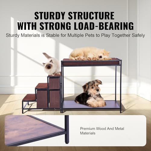 VEVOR Etagenbett für Haustiere mit Treppe, Fenstersitz für Hunde/Katzen mit Stauraum, mehrstufiges Bett, Schlafcouch für Hunde, Haustiersitzplattform für mittelgroße Haustiere, 1245 x 500 x 660 mm