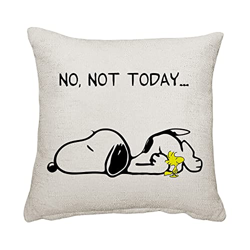 No Not Today Snoopy Dog Cumpleaños, Navidad, relleno de calcetín de Papá Noel secreto decoración del hogar Almohada / cojín de lino (funda de cojín de lino)