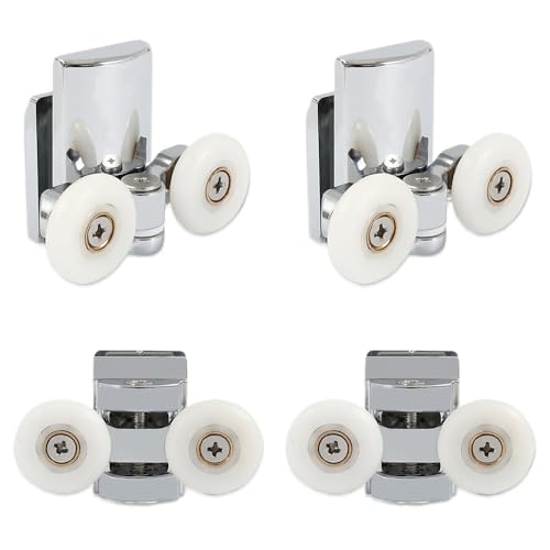 Rotelle Box Doccia Rulli for porte doccia Ruote doppie for rulli Ruote pulegge in lega di zinco Diametro ruota 23 mm Parte superiore inferiore Parti di ricambio for il bagno Ricambi Box Doccia Rotelle