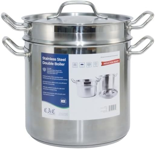 CAC China SPDB-12S Stainless Steel Double Boiler 12 Qt. - 1 set