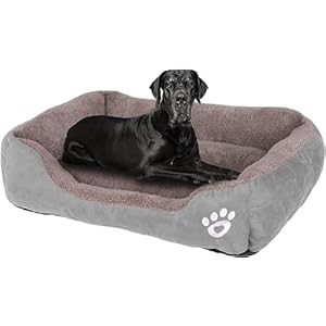 GoFirst Dog Bed Medium, Warm Soft Comfortable Pet Bed Sofa XL 80 * 60cm for Medium Dogs Cats Small Pets (Grey)