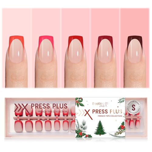 Beetles X Press Red French Tip Press On Nails | 5 Colors Christma...