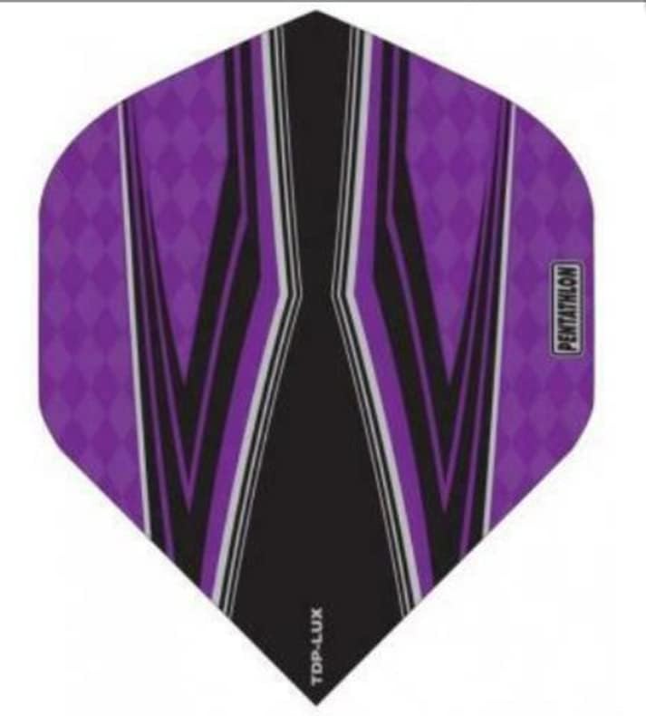 Miniatura 1 de US Darts Pentathlon Purple LUX Standard Dart Flights - 3 juegos (9 vuelos) - 100 Micro (Ex-Resistente) Estilo 26