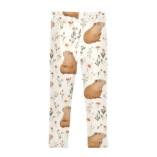 Capybara Flower Daisy Girls Leggings Athletic Pants Tights Stretch Bottom2