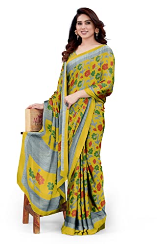 Image of MIRCHI FASHION Saree for Woman Chiffon Floral Printed | Lightweight Daily Wear Women's Sari with Unstitched Blouse Piece (Available in 20 Colors)