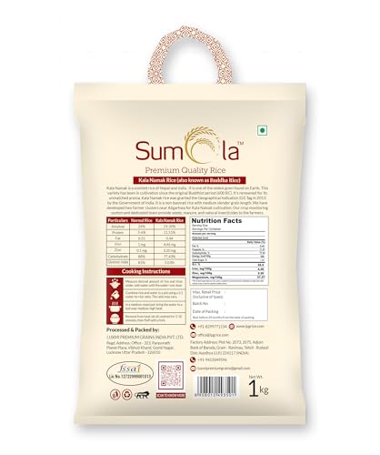 Image of SUMOLA Premium Kalanamak Rice 1 kg | Unpolished Rice | Buddha rice | Diabetic Friendly |Aromatic Rice| High in Iron & Protein | Rich In Nutrients & Fiber | Traditionally Milled