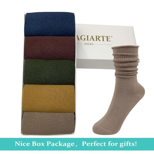 Image of MAGIARTE Women's Cotton Slouch Socks Knee High Boot Length Soft Scrunch Chunky Stacked Socks 3 /5 /8 PACK