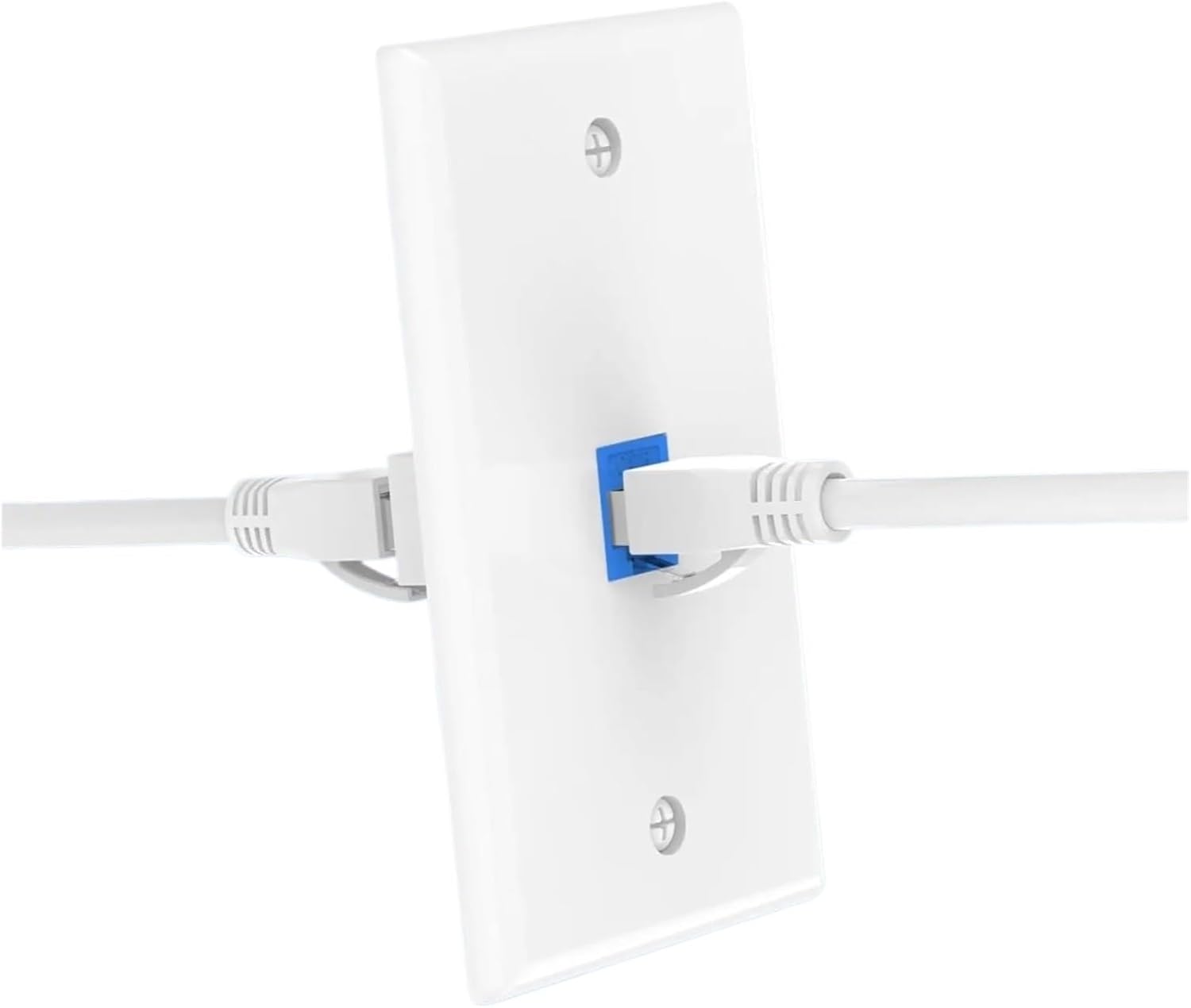 1-pack Cat 6 Ethernet wall plate, Ethernet wall plate female to female detachable, compatible with Cat6/5/5e Ethernet devices(Blue 6-Port)