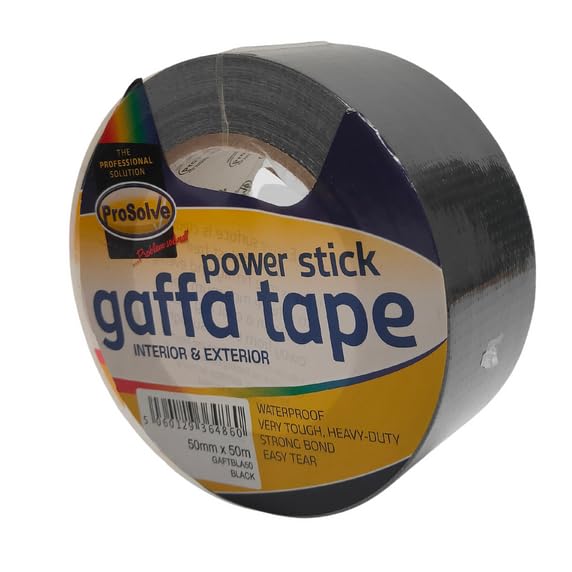 ProSolve 50mm x 50m Waterproof Gaffa Tape Roll - Gaffa Cloth Tape for Multipurpose Use (10, BLACK)