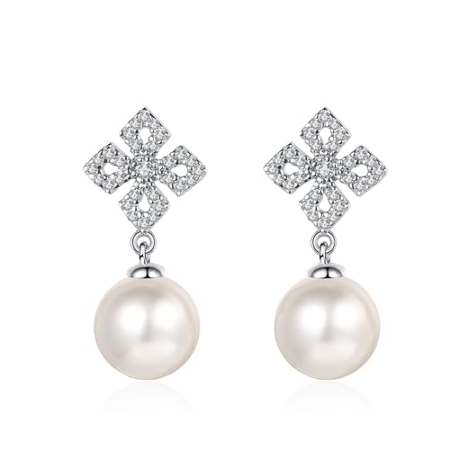 Boucles d'oreilles moissanite StarGems argent anti-ternissement perles fleur AAAA