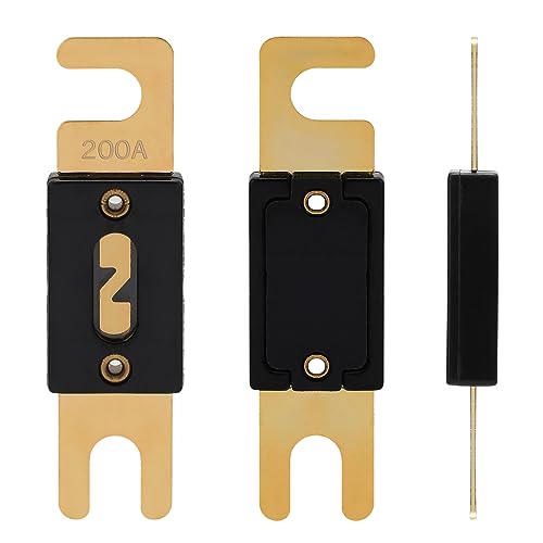 VEXUNGA ANL Fuse 200A Blade Fuses 200 Amp 32VDC 200Amp Gold for Car Audio Video System (Pack of 3Pcs), Goldfarben und Schwarz - Image 4
