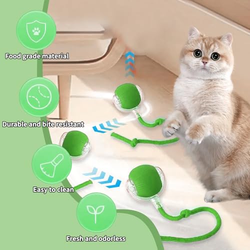Benaewa Interactive Dog Ball, Moving Vibrating Dog Toy, Active Rolling Ball with Tail for Pets Cats, Green - Image 4