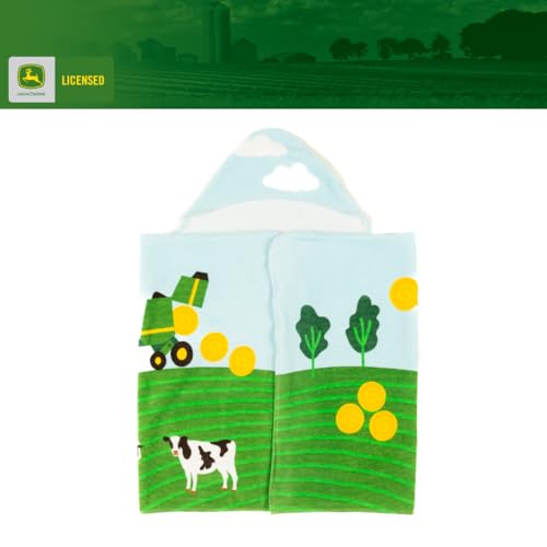 Image of John Deere Tractor Farm Kids Super Soft Bath /Pool /Beach Soft Cotton Terry Hooded Towel Wrap, 24 in x 50 in, (Officially Licensed Product) by Franco