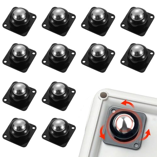 TREABEAR 12PCS Ruedas de Bolas para Muebles Autoadhesivas, Ruedas Pequeñas para Muebles, Mini Ruedas Giratorias Auto-Adhesivas 360, Ruedas para Muebles Pequeñas para Muebles Móviles