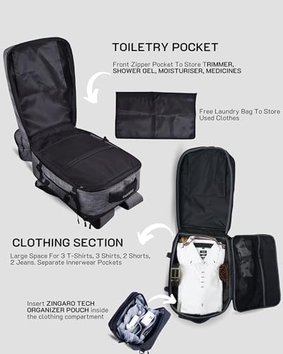 Image of Zingaro Combo Large 40l Travel Lapotp Bag For Men Women Laptop Backpack For Men Women Tech Organizer Pouch