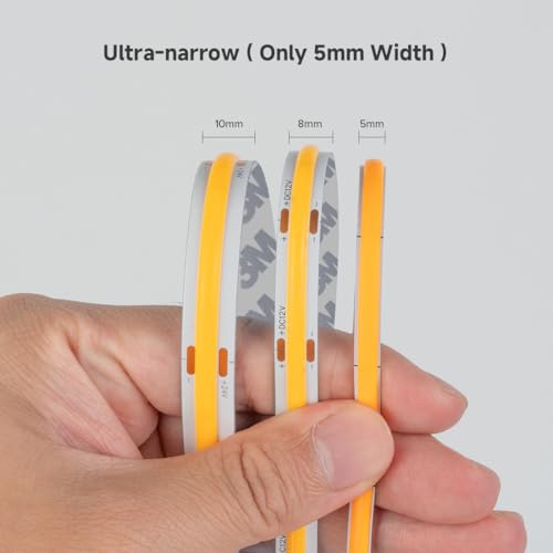 Image of BTF-LIGHTING FCOB Thin 5mm Width COB LED Strip, UL Listed Natural White 4000K Narrow Uniform Light, 16.4FT DC12V CRI 90+ Flexible LED Tape Light for Home Indoor DIY Lighting(No Adapter or Controller)