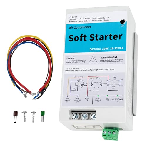 LOTMOVE Soft Start Kit for 4-7 Ton Home AC, Easy DIY Installation for Home, Commercial, RV & Generators. Reduces Startup Current by 70%, Compatible with 16A-32A Current, 110V-240V Voltage, Stablize.