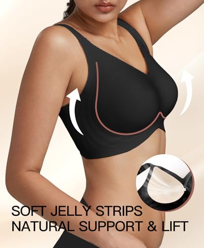 Image of Women's Minimizer Bra No Underwire Full Coverage Wireless Jelly Bra Plus Size Seamless T-Shirt Bra