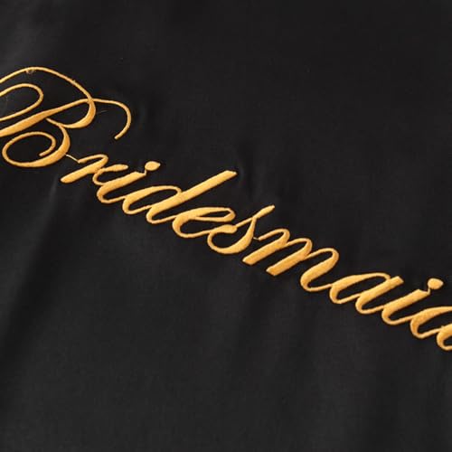 Image of Women's Long Bride Bridesmaid Robes with Lace Trim Embroidery Bridal Silky Satin Kimono Wedding Party Bathrobe
