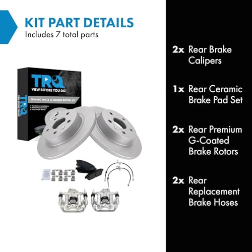 Image of TRQ Rear Brake Pad and Rotor Set Ceramic Coated Rotors Calipers Compatible with 2011-2015 Chevrolet Cruze 2016 Cruze Limited