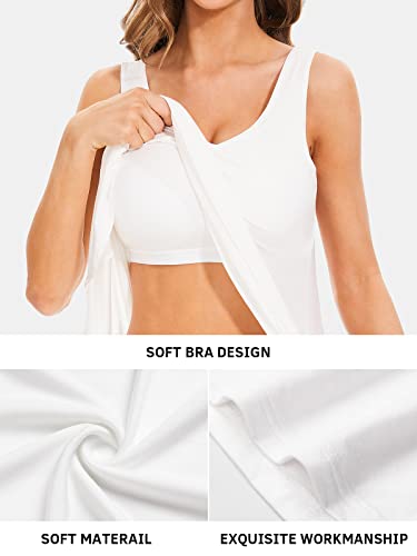 Image of Air Curvey Tank Tops for Women Build in Bra Casual Flowy Tank Pleated Loose Fit S-XXXXL