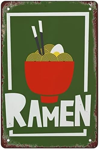 rayprint Retro Ramen Funny Metal Tin Sign Retro Vintage Tin Sign Metal Poster Wall Art Decor Plaquees 8x12inch