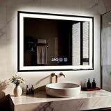 YU YUSING Espejo Baño con Luz Regulable, 80x60cm, Espejo de Pared LED con 3...