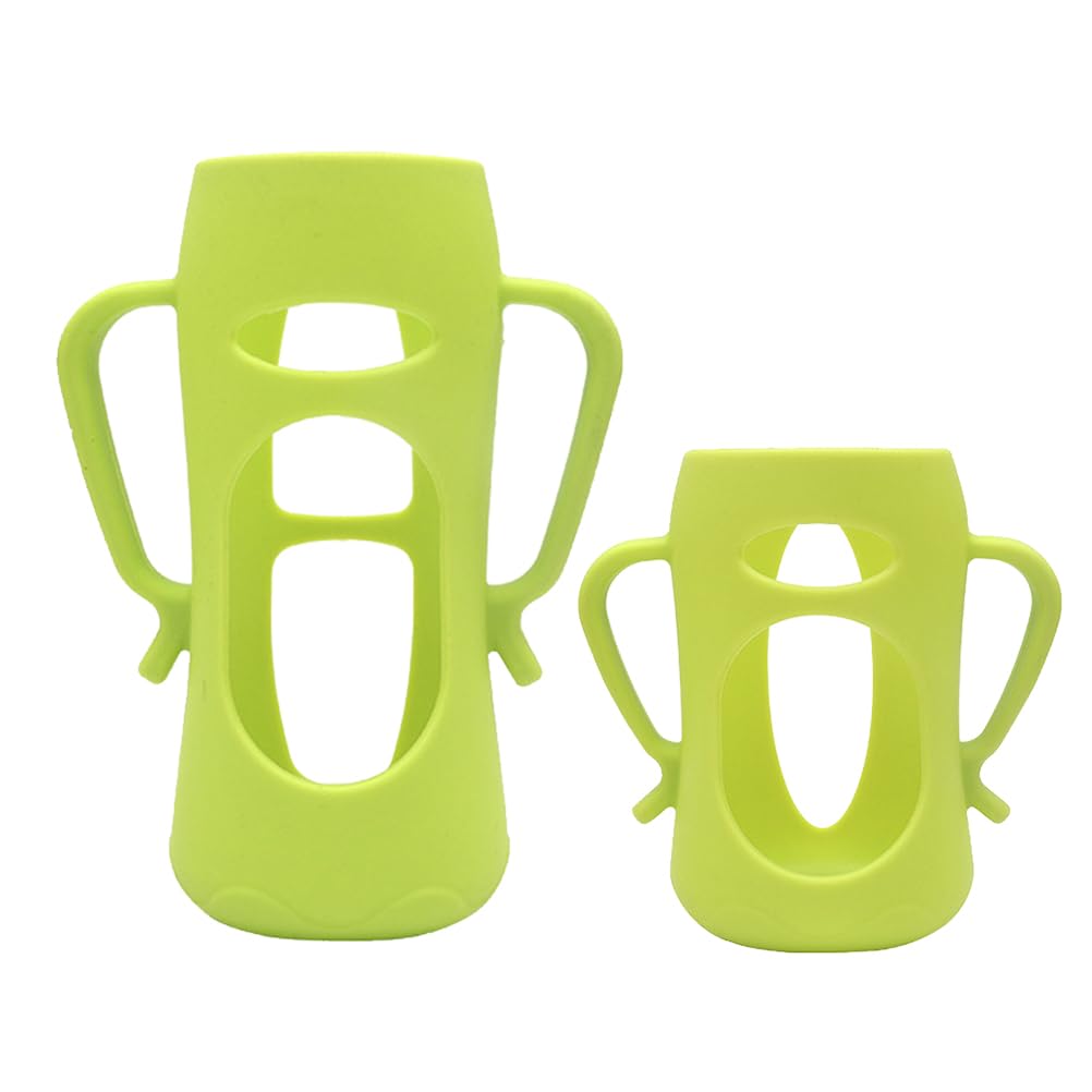2 Pièces Housse de Biberon Anti-Brûlure en Silicone - Manchon et Couvercle de Protection pour Bouteille de Lait (160 ML + 240 ML)