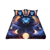 WENYA Funda de Edredón 3D Animal Lobo León Serie Yin Yang 