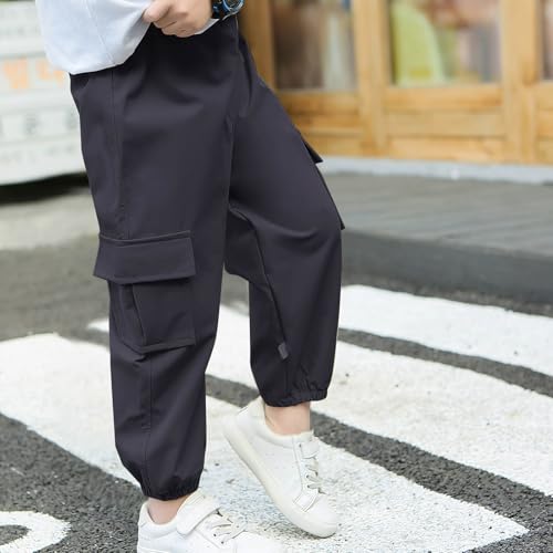 Boys Cargo Joggers Pants 2 Pack Fall Casual Baggy Elastic Waist Pull on Pant Workout Running Pant Trouser with Pocket3