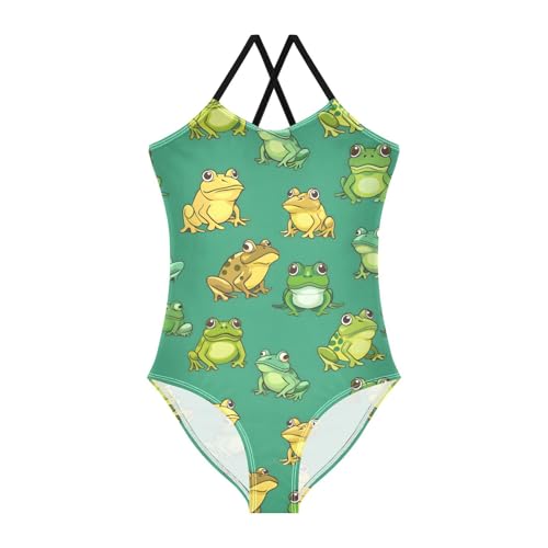 Image of Cartoon Frogs Girls One Piece Swimsuits Summer Quick Dry Beach Bathing Suit