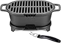 IRONMAX Mini Hibachi Grill Outdoor, Portable Small Charcoal Grill and Tabletop Cast Iron Skillet, 100% Cast Iron, Durable, Camping BBQ Grill Grate 11" x 6.7" for 2 People