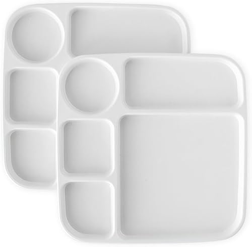 Nordic Ware Bandeja dividida para comidas, juego de 2, color blanco, polipropileno apto para microondas