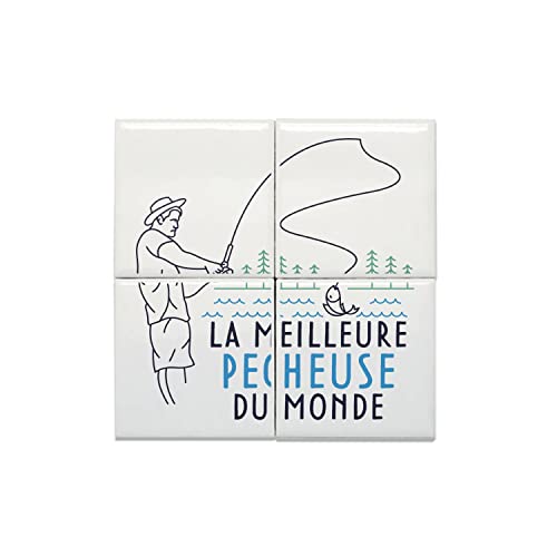 La meilleure pêcheuse du monde carreaux céramique souvenirs de rivière