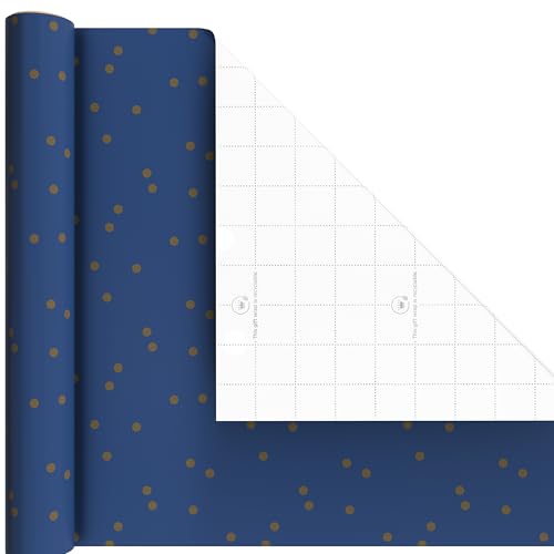 Hallmark Elegant Wrapping Paper Mini Rolls, 3-Pack (Art Deco Gold, Pink Geometric, Navy Blue) for Birthdays, Graduations, Weddings, Mother\'s Day, Father\'s Day, Any Occasion - 60 Sq. Ft. Total