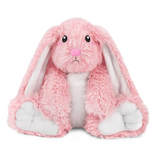 Image of Bunny Microwavable Stuffed Animal - 1.5 lb Unscented Heating Pad Plush, Soft Cozy Bunny Toy for Relaxation and Comfort, Gift for Women, Girls, Adults & Kids by Happy Fuel, Pink