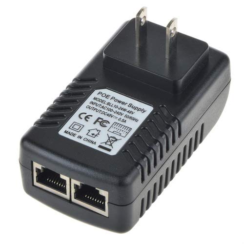 ABLEGRID 48V AC Adapter para una sola entrada Modelo PSE801-FM 1 Puerto Inyector PoE Inyector Power Over Ethernet DC48V 16W Midspan 4,5(+),7,8(-) PoE Inyector PSE801FM 19W Modo-B 4,5(+),7,8(-) 802.3af miniatura 2