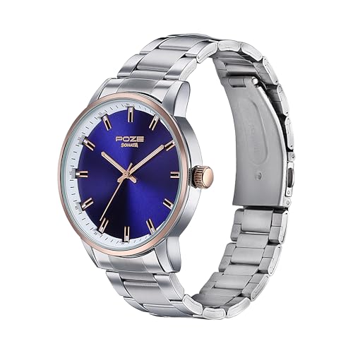 Image of Sonata Poze Quartz Analog Blue Dial Metal Strap Watch for Men
