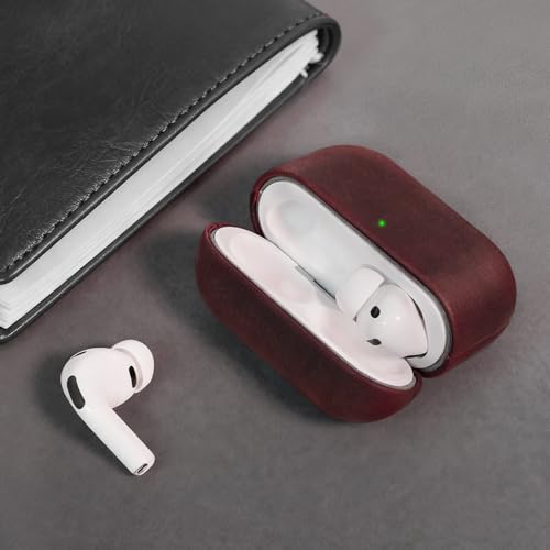 Image of for AirPods Pro 3 Case 2025, Handcrafted Crazy Horse Leather Cover | Top Grade Vintage Protective Case with Lanyard, Unique Patina, MagSafe Ready,Compatible with Apple AirPods Pro 3rd Generation