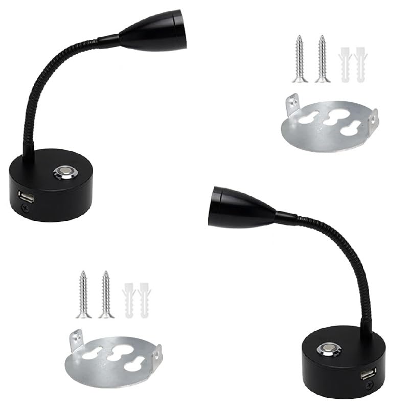 Lámpara de lectura 12V autocaravana regulable USB focos LED caravana y barco