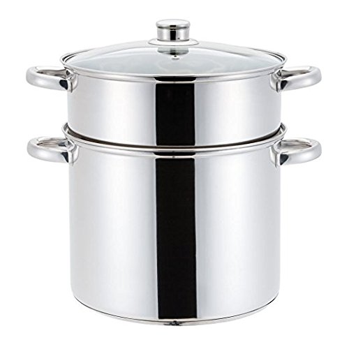 HAUSSMANN HERITAGE - Couscoussier Inox 16L(Ø 28cm) - Faitout 3 Pièces avec Panier Vapeur & Semoule - Triple Fond Induction & Lave-vaisselle - Sans PFOA - Couvercle Verre