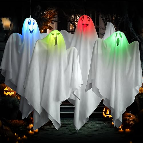 4 Pack Halloween Decorations Ghosts Hanging,32'' Light Up Halloween Party Decoration,Hanging Ghosts Halloween Yard Patio Lawn Garden Party Decor,Spooky Flying Ghost for Outdoor Holiday Decorations 4 Pack Halloween Decorations Ghosts Hanging,32'' Light Up Halloween Party Decoration,Hanging Ghosts Halloween Yard Patio Lawn Garden Party Decor,Spooky Flying Ghost for Outdoor Holiday Decorations
