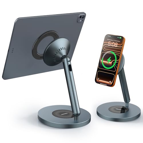 Nillkin Magnetischer Tablet Ständer Für iPad Pro & Air, Aluminium iPad Ständer Inkl. Starkem Magnetring, 360° Drehbare Basis, Verstellbar, Super Stabil, MagSafe Ladestation Für iPhone