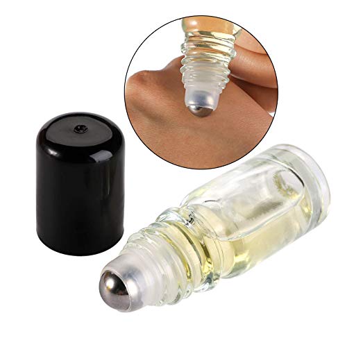 Jucoan 40 Pack 5Ml Clear Glass Roll On Bottles, Refillable Essential Oil Bottles With Stainless Steel Roller Balls And 5 Droppers For Sample, Travel, Diy Cosmetic Containers #TOP2