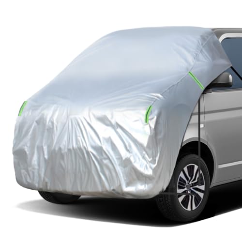 ANBEN ボンネットカバー 半分 ハーフ自動車カバー 厚地でしっかりし ボンネット保護カバー 裏起毛タイプ フロントガラスカバー 日焼け防止 フロント ヘッドライト保護 四季対応 (ミニバン車用MH-M(210D)サイズ)