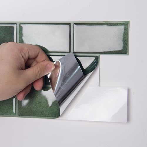 Art3d Paquete de 20 azulejos de cocina para despegar y pegar, azulejos de vinilo para metro, para baño, lavandería, caravana, estufa, 30 x 15 cm, color verde